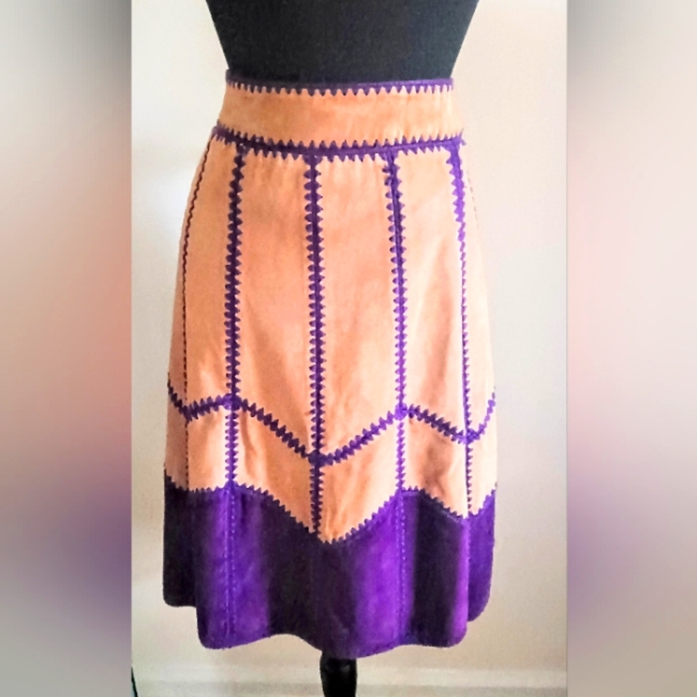 Vintage Leather Suede Skirt